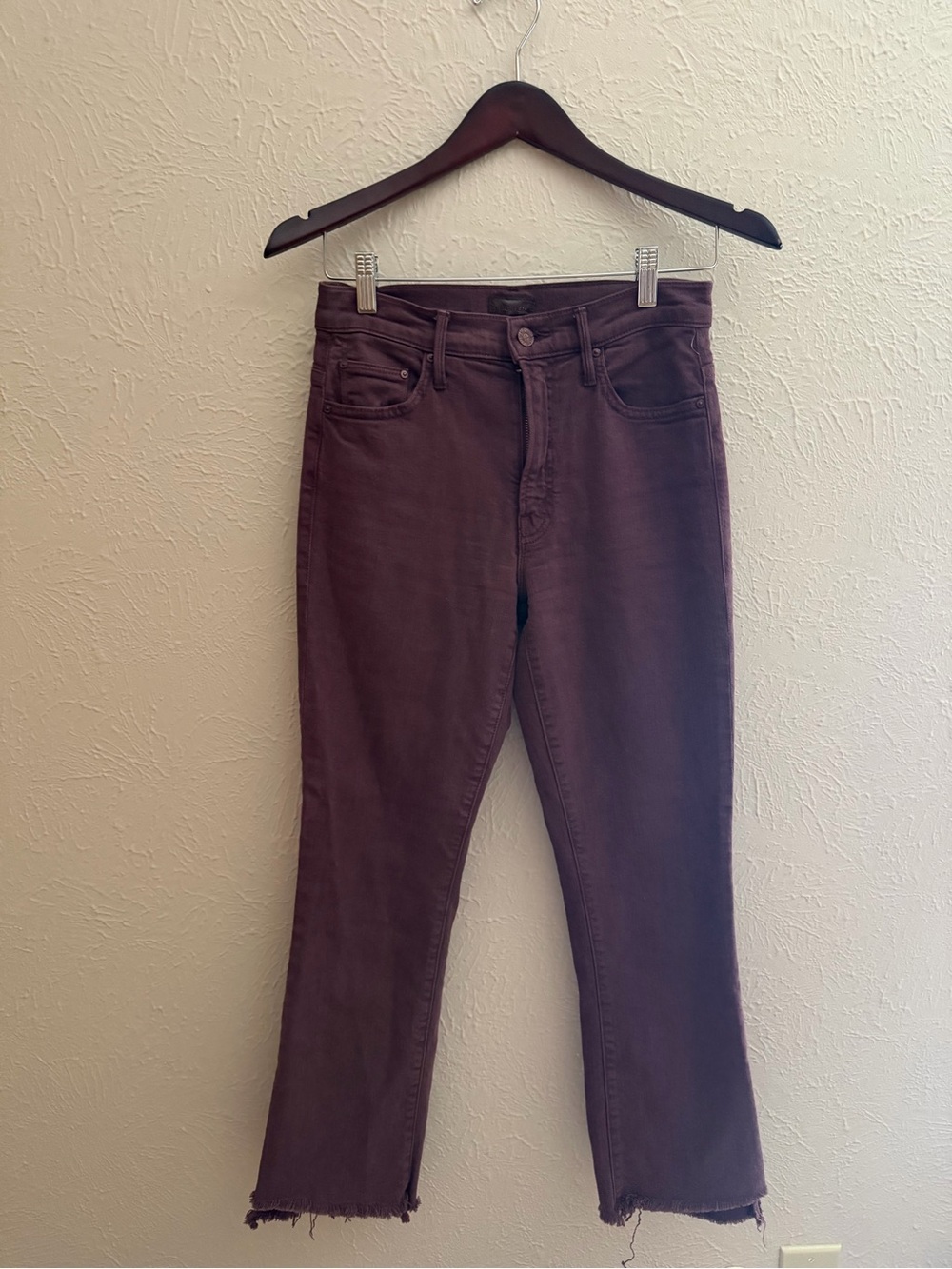 MOTHER Denim The Insider Crop Step Gray Jeans – Plum/Burgundy Wash – Size 26